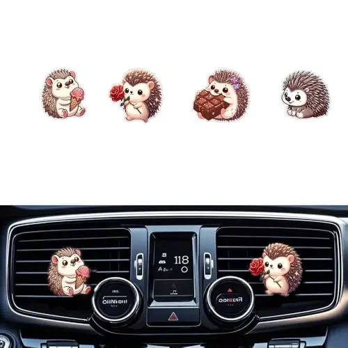Cute Hedgehog Car Air Freshener Clips,Funny Hedgehog Car Vent Clip,Car Air Conditioner Clip,Auto Vent Decoration Accessories,Automotive Interior Decoration Gifts for Men/Women 