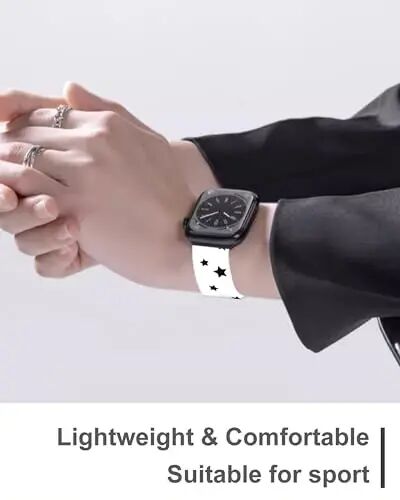 Cute Sport Watch Bands Compatible With Apple Watch Band 38mm 40mm 41mm for Women Men, Adjustable Soft Silicone Replacement Smartwatch Wristband for iWatch Series 7 6 5 4 3 2 1 SEbandG - 5
