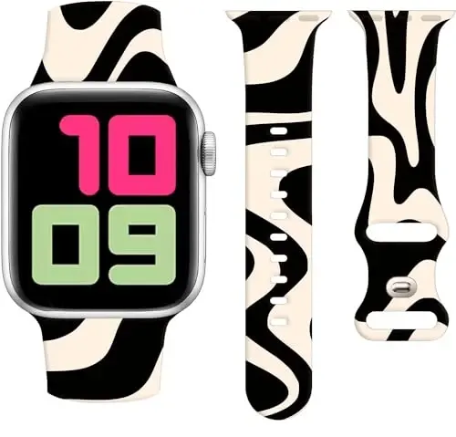 Cute Sport Watch Bands Compatible With Apple Watch Band 38mm 40mm 41mm for Women Men, Adjustable Soft Silicone Replacement Smartwatch Wristband for iWatch Series 7 6 5 4 3 2 1 SEbandG - 1