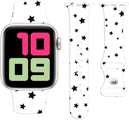 Cute Sport Watch Bands Compatible With Apple Watch Band 38mm 40mm 41mm for Women Men, Adjustable Soft Silicone Replacement Smartwatch Wristband for iWatch Series 7 6 5 4 3 2 1 SEbandG 