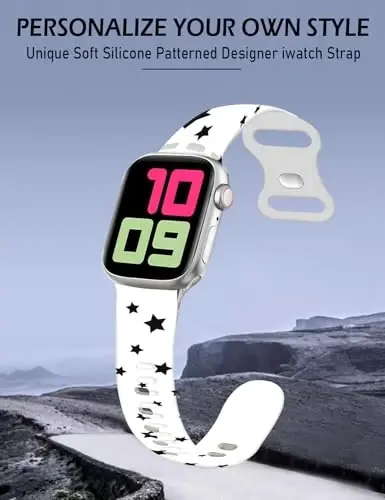 Cute Sport Watch Bands Compatible With Apple Watch Band 38mm 40mm 41mm for Women Men, Adjustable Soft Silicone Replacement Smartwatch Wristband for iWatch Series 7 6 5 4 3 2 1 SEbandG - IAMRAVER (1)