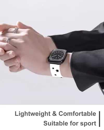 Cute Sport Watch Bands Compatible With Apple Watch Band 38mm 40mm 41mm for Women Men, Adjustable Soft Silicone Replacement Smartwatch Wristband for iWatch Series 7 6 5 4 3 2 1 SEbandG - 5