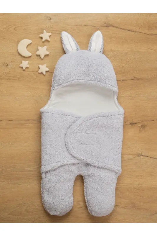 Sevimli Tavşan Seriyasi Qishki Chaqaloq Uyqu Xaltasi 0-9 Oy Tabiiy Paxta Astarlı Unisex 1.5 Tog-Kulrang - 2