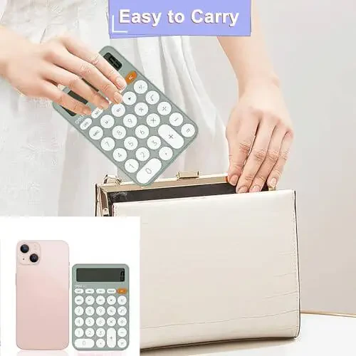 deli Cute Green Calculator Desktop Big Buttons Small Simple Handheld Calculator Basic with 12 Digit Large LCD Display Girls Aesthetic for Women Standard for School Home Office - 4