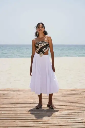 Sewing Detail Maxi Skirt - 1