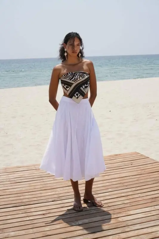 Sewing Detail Maxi Skirt - 3