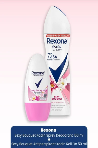 Sexy Bouquet Women's Spray Deodorant 150 Ml & Antiperspirant Roll On 50 Ml - REXONA