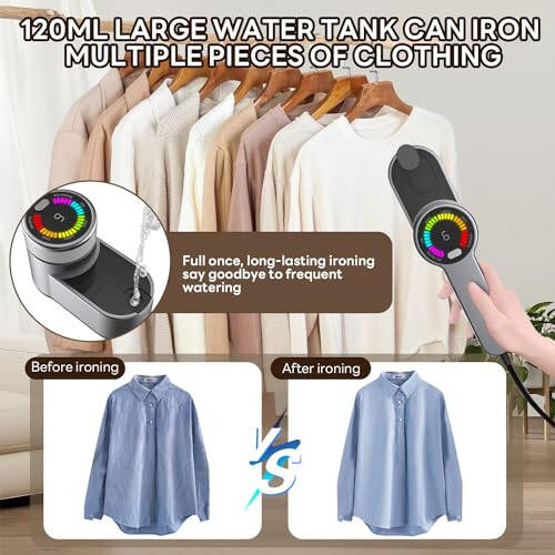 Travel Steamer Mini Iron for Clothes, Portable Garment Steamer-6 Intelligent Ironing Modes, Handheld Clothes Steamer Small Size, Foldable Clothing Wrinkles Remover, Compact Travel Steamer for Home - 4