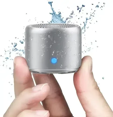 Travel Case Packed, Wireless Mini Bluetooth Speaker with Custom Bass Radiator. EWA A106, Small But Loud, The Next Generation of Portable Speakers for Home, Outdoors, Shower (Silver)1.89* 1.57 inches 