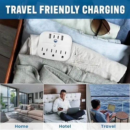 Cruise Approved Non Surge Power Strip [2 USBC, 2 USB, 3 AC] - Cruise Essentials for Carnival, Celebrity, Princess, Norwegian, MSC & Major Cruise Lines - 4