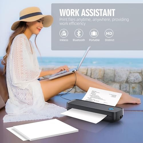 Portable Printer Wireless for Travel，Bluetooth Thermal Support 8.5inches X 11inches US Letter &Legal, A4&A5 Thermal Paper, Inkless Compatible with iOS, Android & Laptop for Office Car Home - 4
