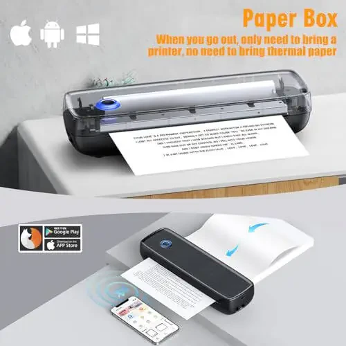 Portable Printer Wireless for Travel，Bluetooth Thermal Support 8.5inches X 11inches US Letter &Legal, A4&A5 Thermal Paper, Inkless Compatible with iOS, Android & Laptop for Office Car Home - 3