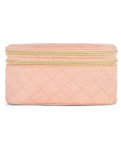 Travel Makeup Case (1 Piece) with Travel-Sized Makeup Brushes (4 Pieces) | Travel Accessories - Rose gold 