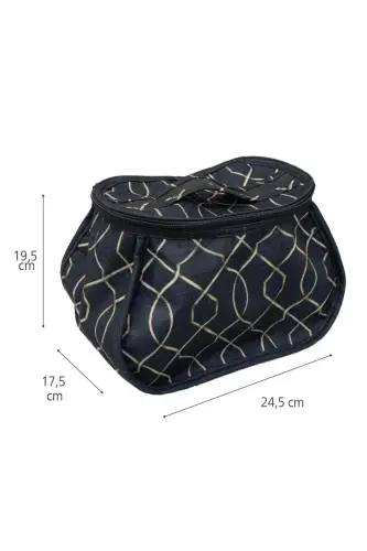 Seyahat Makyaj Çantası 6 Cepli Makyaj Organizeri Çanta-Metalik - 4