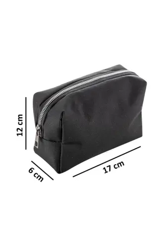 Seyahat Makyaj Organizeri Çok Fonksiyonlu Kozmetik Çantası Kumaş - 2'li Set Siyah - Siyah - 6