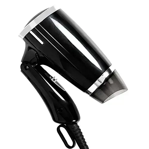 Travel Hair Dryer Folding Compact Blow Dryers Portable Small Professional with 3 Heat Settings Lightweight Mini 8x7inch Low Noise (Black) - 1