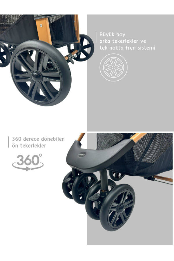 Travel Sistem, Çift Yönlü, ( Seyahat Sistem ) Bebek Arabası-Gold Siyah - 4