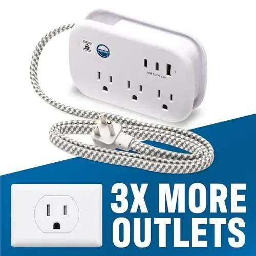 Cruise Approved Power Strip Non Surge Protector - 3.3 ft Wrapped Travel Extension Cord, 2 USB-C, 1 USB, 3 AC Outlet, Cruise Ship Essentials for Carnival, Princess & Major Lines 2025 & 2026 - 6