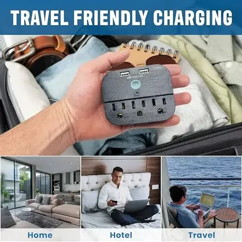 Cruise Approved Power Strip - Non Surge Protector Travel Power Strip with 2 USB Outlets - Cruise Ship Essentials 2025 & 2026 for Carnival, Princess, Norwegian, Holland America, MSC & Major Lines - 6
