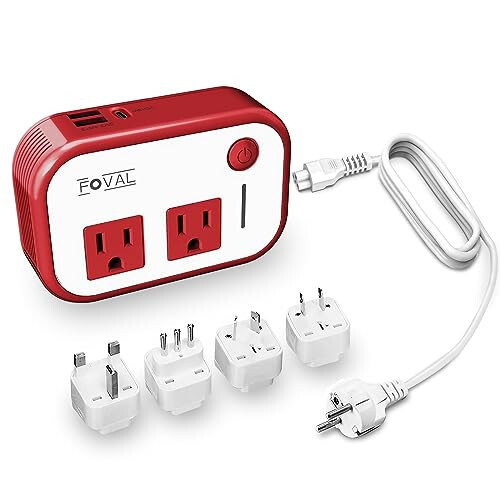 Seyahat Voltaj Dönüştürücü 220V - 110V - FOVAL [Geliştirilmiş 18W USB-C] Uluslararası Güç Adım Aşağı Dönüştürücü Saç Düzleştirici / Bukle Makinesi Priz Voltaj Dönüştürücü ABD Avrupa İtalya İngiltere AU Fiş Adaptörü - 1