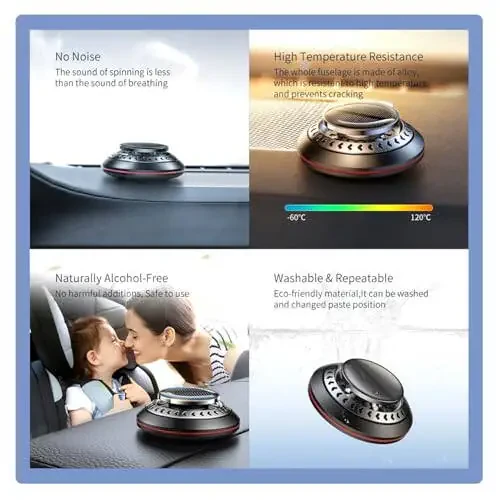 Long-Lasting Car Air Freshener – Solar Powered Vent Clip | Auto Rotating Car Diffuser with Fresh Fragrance All Day | New Car Scent | 2025 Technology | For Men & Women - 5