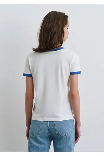 SF California Printed Blue Edged White T-Shirt Sli - 3