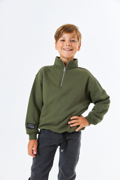 SGE-1337 SERBEND KIDS BOYS STAND COLLAR SCHOOL SWEATSHIRT - 2