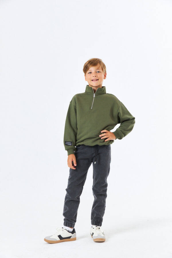 SGE-1337 SERBEND KIDS BOYS STAND COLLAR SCHOOL SWEATSHIRT - 3