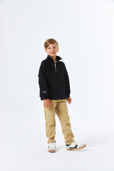 SGE-1337 SERBEND KIDS BOYS STAND COLLAR SCHOOL SWEATSHIRT - 1