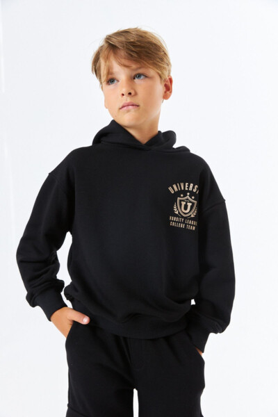 (SGE-1340) SERBEND KIDS BASKILI ERKEK ÇOCUK KAPÜŞONLU SWEATSHIRT - 8