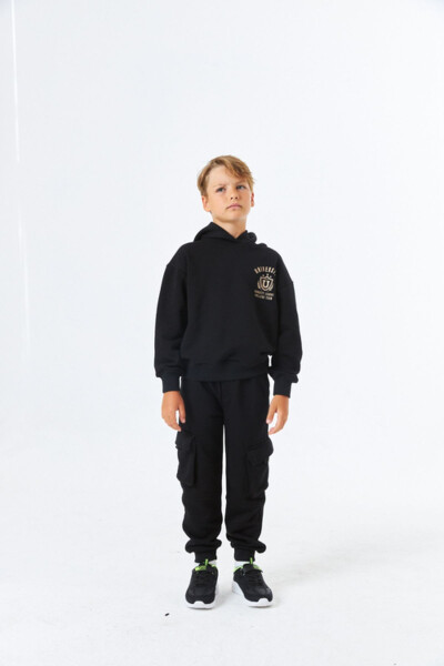 (SGE-1340) SERBEND KIDS BASKILI ERKEK ÇOCUK KAPÜŞONLU SWEATSHIRT - 1