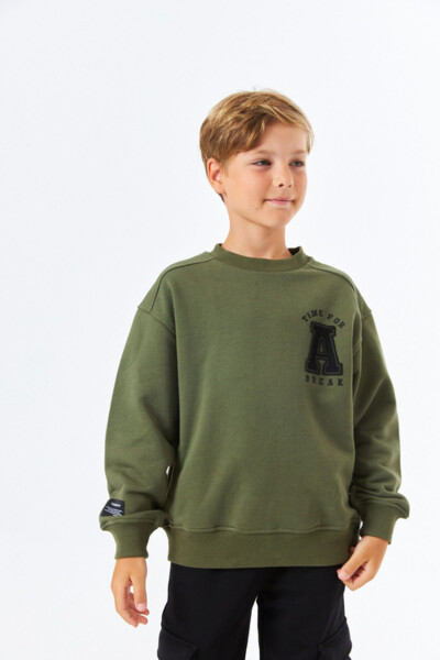 (SGE-1341) SERBEND KIDS BİSİKLET YAKA NAKIŞLI ERKEK ÇOCUK OKUL SWEATSHIRT - 7