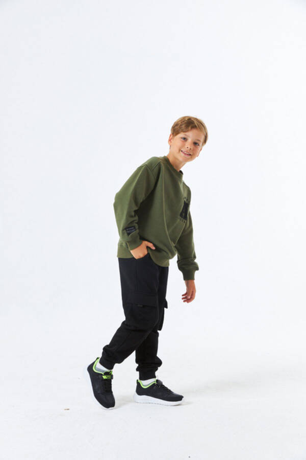 (SGE-1341) SERBEND KIDS BİSİKLET YAKA NAKIŞLI ERKEK ÇOCUK OKUL SWEATSHIRT - 8