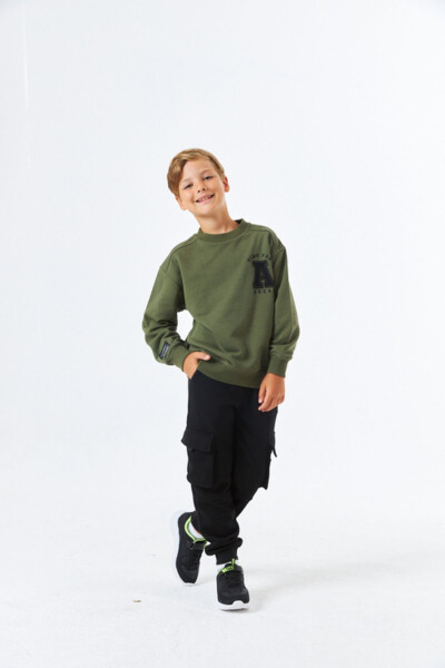 (SGE-1341) SERBEND KIDS BİSİKLET YAKA NAKIŞLI ERKEK ÇOCUK OKUL SWEATSHIRT - 9