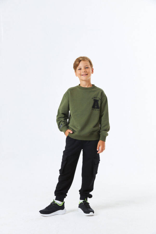 (SGE-1341) SERBEND KIDS BİSİKLET YAKA NAKIŞLI ERKEK ÇOCUK OKUL SWEATSHIRT - 5