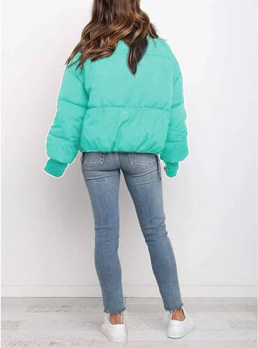 SGMWVB Girls Winter Long Sleeve Full Zipper Oversized Baggy Puffer Bubble Short Down Jacket Coat - 4