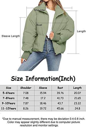 SGMWVB Girls Winter Long Sleeve Full Zipper Oversized Baggy Puffer Bubble Short Down Jacket Coat - 5