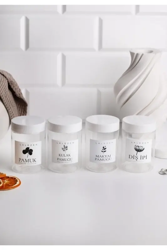 Shaffof Quloq Paxta - paxta - Makiyaj Paxta - Tish Ipi Etiketli Kavanoz 200ml - LALEZEN HOME
