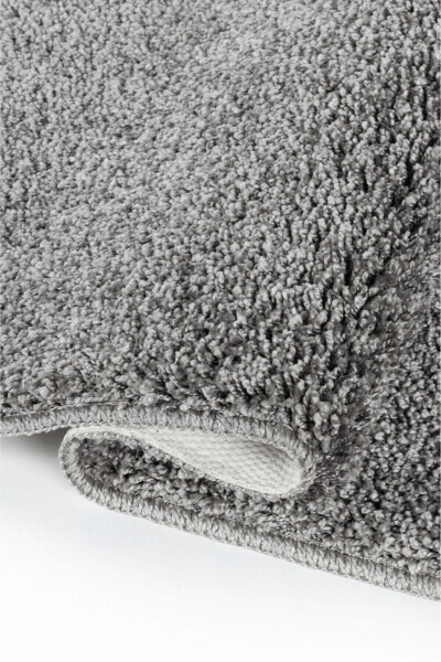 Shaggy Kıvırcık Halı Kaymaz Tabanlı 2'li Set Banyo Halısı Paspas Seti 50x60 - 60x100 - Gri - 3