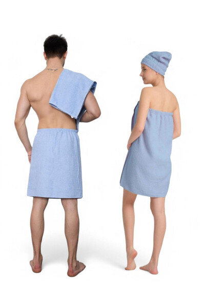 Shaggy Men's Women's Bathrobe and Towel Set - 5