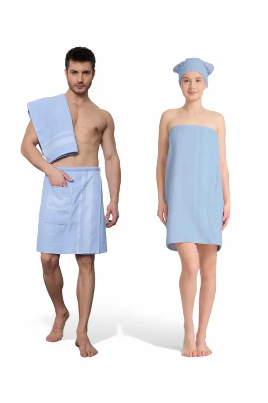Shaggy Men's Women's Bathrobe and Towel Set - 2