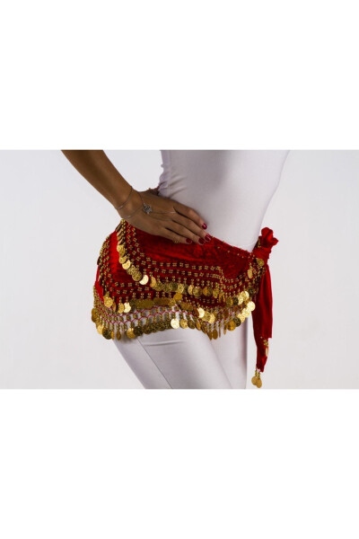 Shakira Belt Henna Roman Red Wavy Gold Oriental Belt - 6