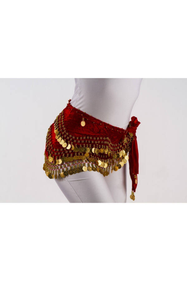 Shakira Belt Henna Roman Red Wavy Gold Oriental Belt - 7