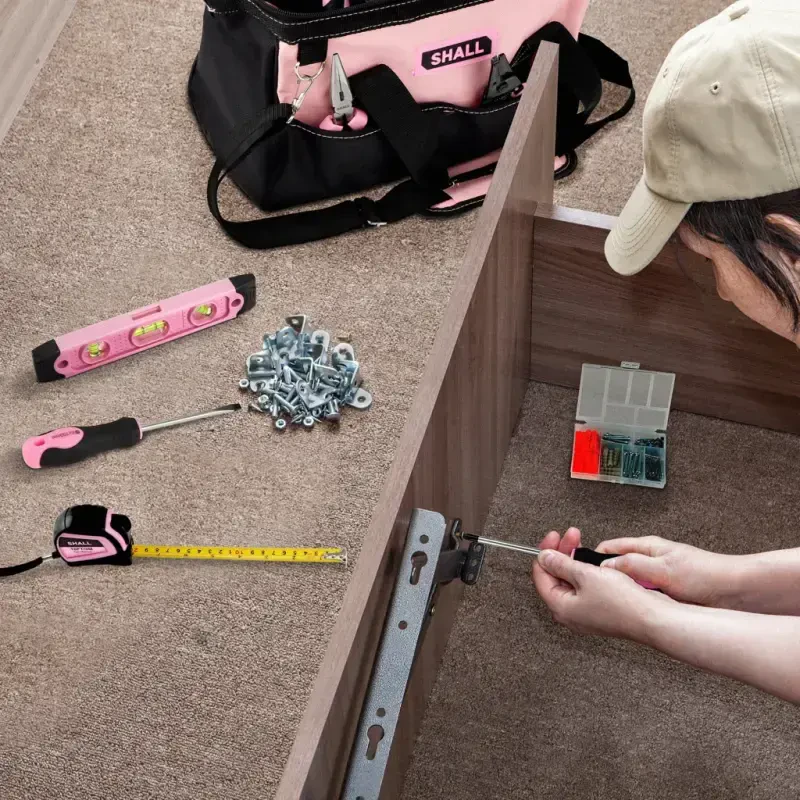 SHALL 246-Piece Pink Tool Set for Home, Pink Tool Sets for Women with Large Tool Bag Organizer - 4