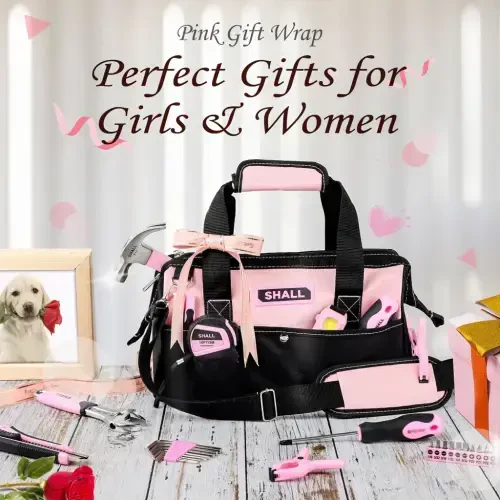 SHALL 246-Piece Pink Tool Set for Home, Pink Tool Sets for Women with Large Tool Bag Organizer - 5