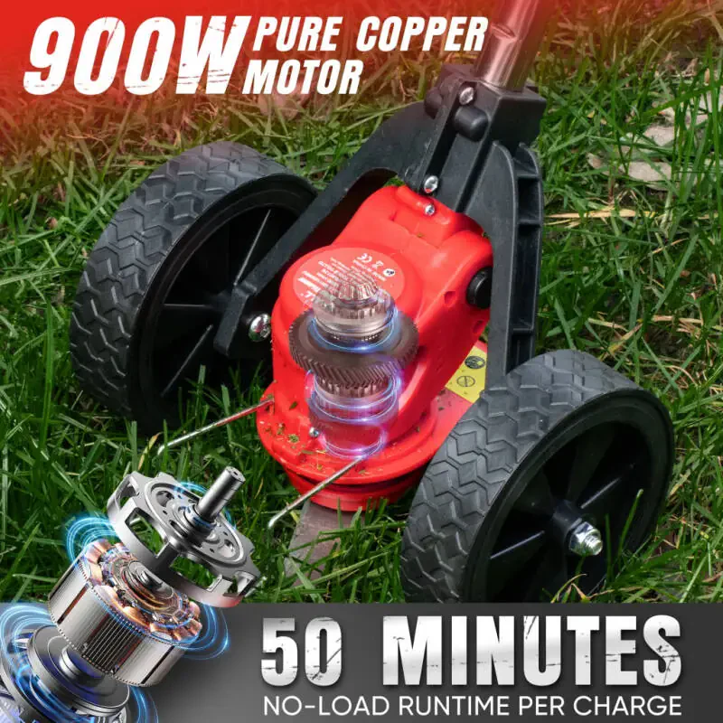 SHALL 24V Grass Trimmer Cordless with Upgraded Wheels, 650W Weed Eater Battery Powered-2.0Ah Li-Ion Battery*2, Weed Wacker Cordless with 4 Types Cutting Blades for Lawn and Garden- - 7