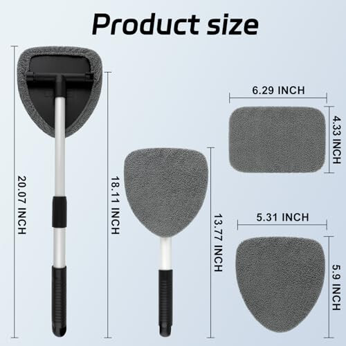 Shamol oynasi tozalash vositasi, Avtomobil oynasi tozalash vositasi 4 dona qayta ishlatiladigan mikrofiber mato bilan, Shamol oynasi oynasini tozalash vositasining ichidagi uzaytiriladigan tutqich Avto oynasi uy uchun (2 ta to'plam, kulrang) - 3