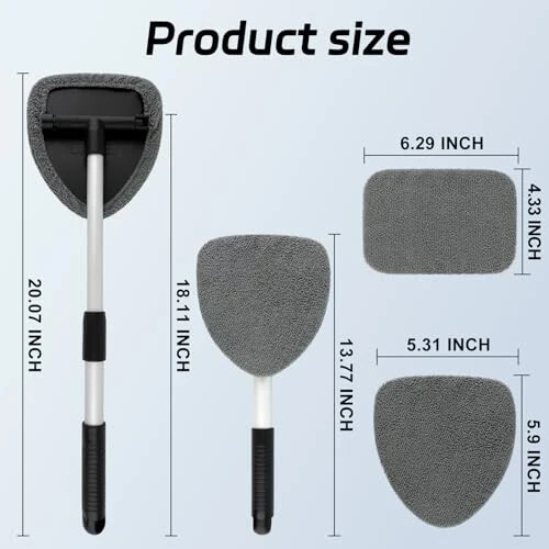 Shamol oynasi tozalash vositasi, Avtomobil oynasi tozalash vositasi 4 dona qayta ishlatiladigan mikrofiber mato bilan, Shamol oynasi oynasini tozalash vositasining ichidagi uzaytiriladigan tutqich Avto oynasi uy uchun (2 ta to'plam, kulrang) - 3