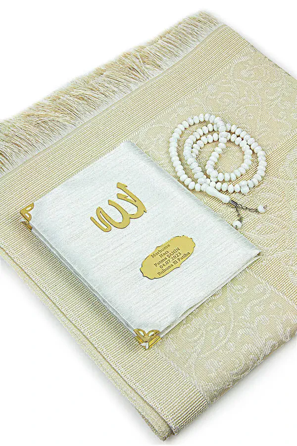 Shandook Fabric Covered Yasin Book - Bag Size - Personalized Plate - Prayer Rug - Prayer Beads - Bag - 2