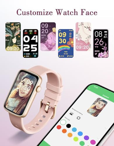 SHANG WING Fitness Watches for Women, LYNN2 Fitness Tracker with Heart Rate Monitor Blood Oxygen/Sleep Tracker Pedometer, Slim Step Tracker Watch for iOS/Android Phones Waterproof (Pink) - 4